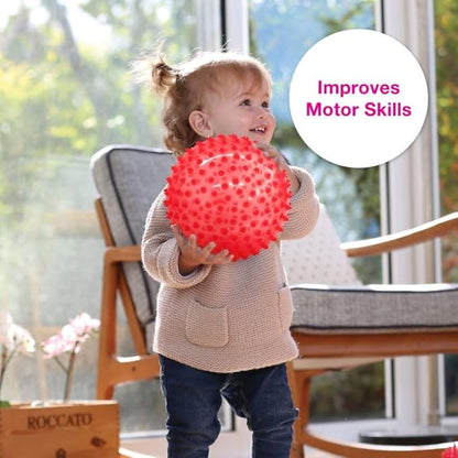Edushape Original Sensory Ball for Baby - 7" Deflated with Pump, Transparent Red, Enhances Gross Motor Skills for Kids 6 Months & Up