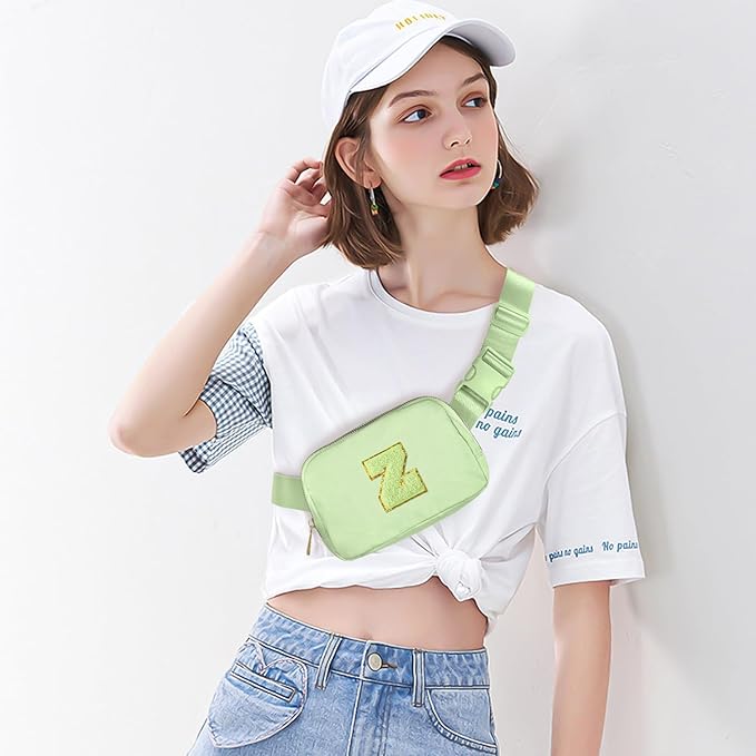 Gitus Gifts for 8 9 10 11 12 Year Old Girls Belt Bag Fanny Pack Crossbody Bags with Initial Letter Patch Cute Stuff Birthday Gifts for Teen Girls Women Personalized Trend Stuff (Light Green-Z)
