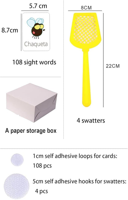 Spanish Sight Words – Interactive Learning Game with 4 Colorful Fly Swatters – Ideal for Homeschool & Classroom Activities