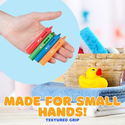 Bath Crayons Super Set - Set of 12 Draw in the Tub Colors with Bathtub Storage Mesh Bag -Non-Toxic, Safe for Children, Won't Disintegrate in Water -Art Project for Kids and Toddlers