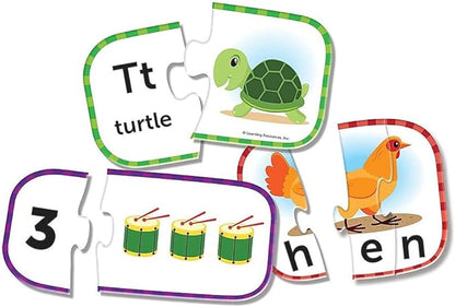 Learning Resources Preschool Puzzle Cards, ABCs, Counting & 3-Letter Words, Ages 3+