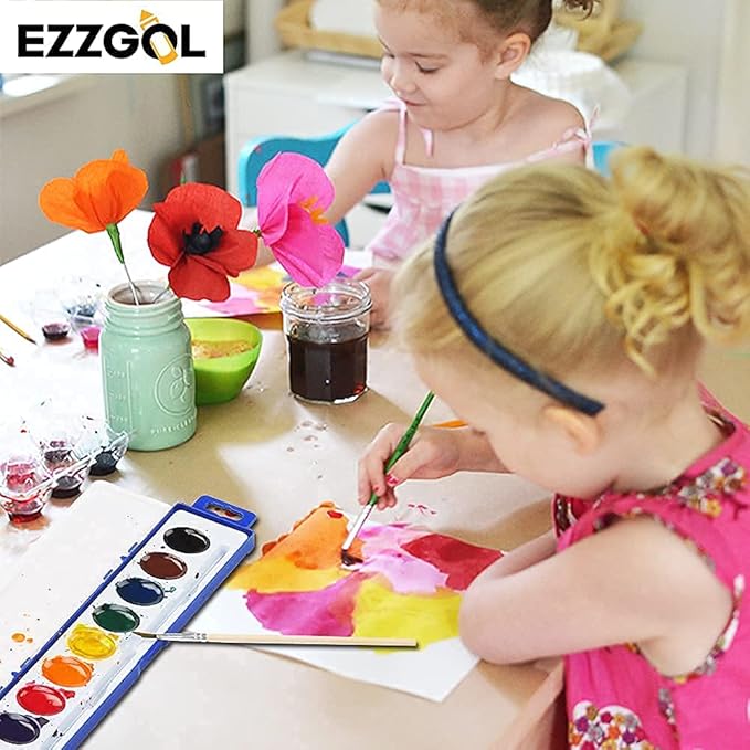 24 Count Watercolor Paints, 8 Colors, Washable, Non-Toxic, Perfect for Kids 3+