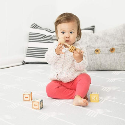Baby Care Play Mat (Medium, Nordic Trails - Morning Fog Arrows) 73’’ x 49’’ Original One-Piece Reversible Rollable Waterproof Play Mat for Infants, Babies, Toddler, and Kids