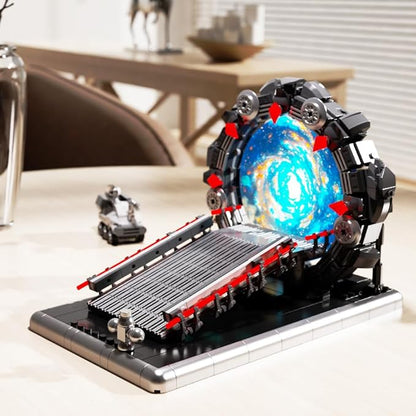 Tunnel Mirror Building Blocks Toy, Tunnel Ring Model with Battle Vehicle, Gifts for Sci-Fi Movie Lovers, Boys and Girls 6+ (855Pcs) Compatible with Lego