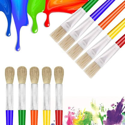 Anezus Large Chubby Paint Brushes Round and Flat Preschool Paint Brushes for Washable Paint Acrylic Paint For Toddler , 10Pcs