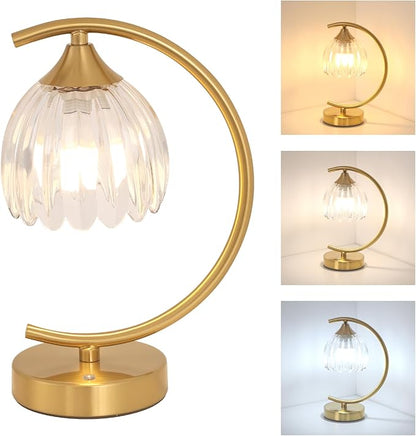 Cordless Table Lamp with 5200mAh Battery & Touch Control - 3 Adjustable Color Temperatures Bulb, Rechargeable Small Table Lamps for Living Room, Bedroom, Desk, Bedside (Transparent Tulip)