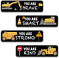 4 PCS Construction Wall Decals Glow in The Dark，Construction Stickers Toddler Room Decor for Kids Baby Nursery, Boys Glowing Motivational Wall Art Inspirational Sticker