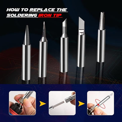 Soldering Iron Kit, 60W 110V Soldering Welding Kit with Ceramic Heater, 10 in 1 Adjustable Temperature Welding Tools, Solder Irons Pen for Metal, Jewelry, Electric Repairing, DIY