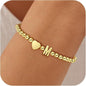 Gold Initial Bracelets for Women Girls - 18K Gold Plated A-Z Heart Initial Bracelet Dainty Beaded Bracelet Gold Bracelets for Women Teen Girl Gifts Trendy Stuff