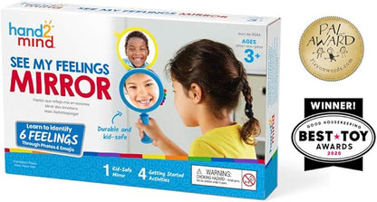hand2mind See My Feelings Mirror (Set of 4) and Sensory Fidget Tubes (Set of 4) | Calming and Anxiety Relief Toys for Kids