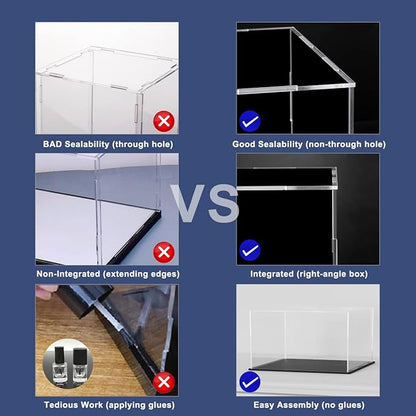 SVENJBB Book Cover Display Case, 14.5x11x4 Inch Acrylic Box for Book Display, Clear Acrylic Display Cases with Matte Black Base for Stamps, Coins, Cards and Jewelry