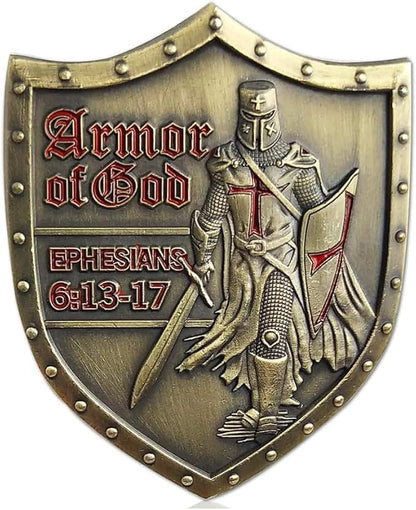 Put On The Whole Armor of God Challenge Coin Eph 6:13-17 3D Religious Collectible Coin (Single Coin)