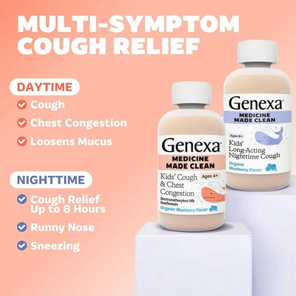 Genexa Kids' Clean Cough, Pain & Fever Acetaminophen Value 3-Pack, Dye Free, 0% Artificial Additives, Cough Care for Children, Fever & Pain Reliever, 12 fl oz (3 Bottles)