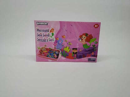 Mermaid Sensory Bin,Play Sand Art Kit for Girls and Boys with 2.2lbs Sensory Play Colored Sand,Treasure Accessories and Sandbox,Beach Toy Christmas Birthday Present for Kids Ages 3 4 5 6 7 8