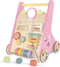 LOL-FUN Wooden Baby Walker for Girls with Wheels, Push Walker for Girl 6-12 Months, Pink Baby Push Toy for 1 Year Old Walking