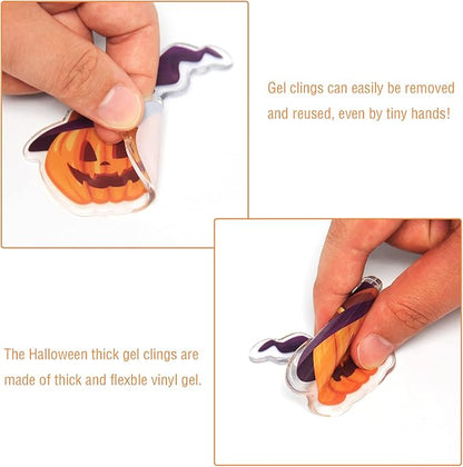 40 PCS Halloween Thick Gel Clings Halloween Window Gel Clings Decals Stickers for Kids, Toddlers and Adults Home Airplane Classroom Nursery Pumpkin Party Supplies Decorations Removable and Reusable