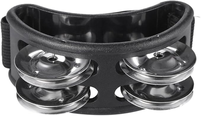 Musfunny Foot Tambourine Percussion Musical Instrument Foot Drum Set with Metal Jingle Bell for Guitar Drum Accessory (Black)