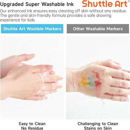 Shuttle Art Super Washable Markers, 30 Colors Broad Line Conical Tip Markers for Kids, Ultra Clean Coloring Book Marker Set, Home Classroom School Supplies for Toddlers Kids Adults Students Teachers