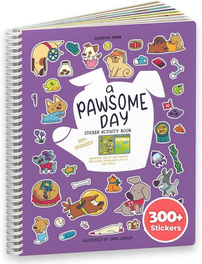 Cupkin Pawsome Day Sticker Book Activity for Kids, Toddler Airplane Travel Essentials, 300+ Kid's Stickers + 8 Scenes + Coloring Book Pages, Animal Lover Gift, Kids Crafts for Ages 2-8