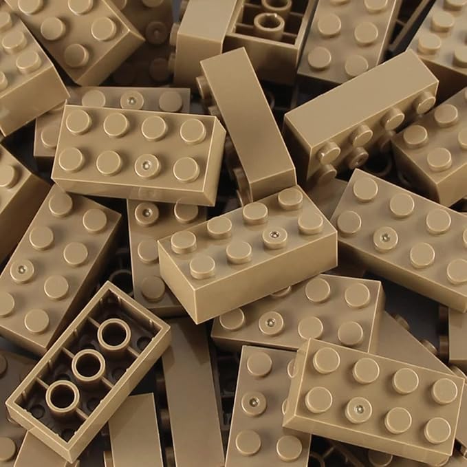 Feleph 100pcs 2x4 Bricks Dark Tan Classic Pieces Parts Building Creative Play Set Blocks Toy Accessories Compatible with 3001 Major Brands