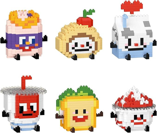 HIGH GODO Food Party Favors Building Set, Mini Food Collectible Decor Model Kits, Goodie Bag Stuffers, Classroom Small Prize Toys Gifts for Adults Kids Girls Boys Age 8+ (6 Pack)
