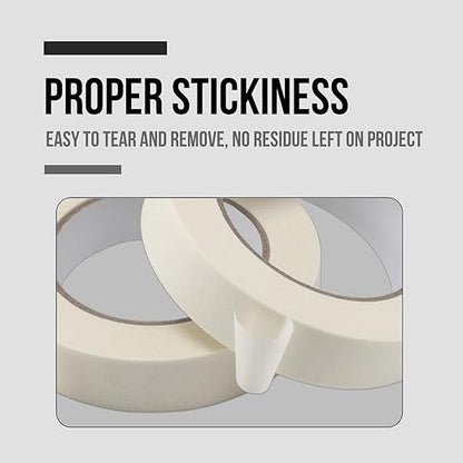 Lichamp Masking Tape 1 inch, 20 Pack General Purpose Beige White Masking Tape, 1 inch x 55 Yards x 20 Rolls (1100 Total Yards)