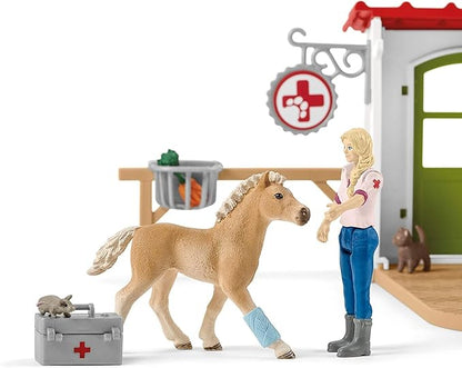 Schleich Farm World - 43 PC Veterinarian Set for Kids - Pet Veterinary Playset has Office, Vet Figurine, Horse, Dog, Cat Animal Toy and Accessories - Educational Toys for Children and Toddlers Ages 3+