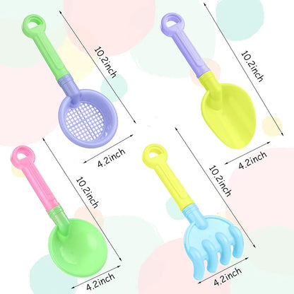 Skylety 8 Pieces Kids Beach Sand Shovels Colorful Plastic Rake Sand Sifter Toy Shovel for Teens Garden Summer Beach Toys(Cute Style)