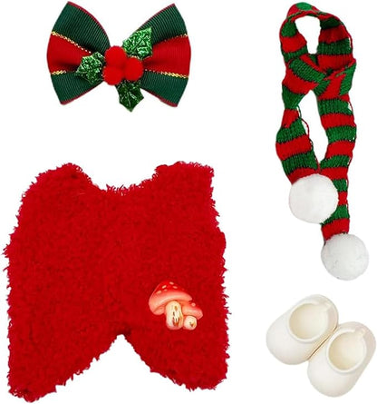 Doll Outfit Clothes Set for 17cm Dolls, Cute Dolls Accessories, Premium Fashion Hat Overalls Sweater Bag Dress Jumpsuit, Christmas Set, NO Doll.(Christmas D11)