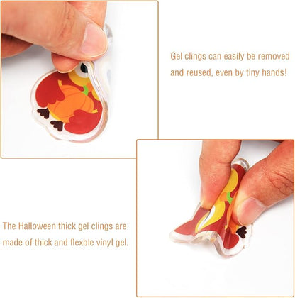 40 PCS Fall Thick Gel Cling Autumn Window Gel Clings Decals Stickers for Kids, Toddlers and Adults Home Airplane Classroom Nursery Thanksgiving Party Supplies Decorations Removable and Reusable