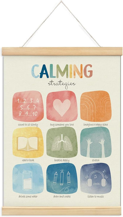 foedor Calming Corner Posters Wall Sign Decor,Calming Corner Items for Kids,Counseling Office Must Haves Poster Hanger Frame, Mental Health Wall Art for Nursery Baby Kids Girl Boy