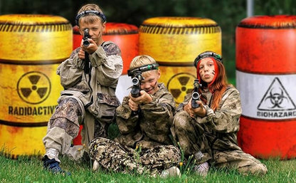 Premium Package 4 Combat Battlefield Inflatables, Compatible with Nerf, Laser tag, Water Gun for Boys Birthday Party Activities and Decoration