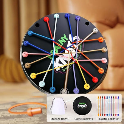 Brainy Knots Rope Untangling Game - Fun Puzzle Board Games for Kids & Adults! Portable Educational Strategy String Toy to Train Brain & Reflex Skills
