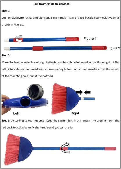 Small Broom-Indoor or Outdoor Portable Broom with Adjustable Handle, Cleaning Little Helper for Housekeeping,Office,Working Desk,Pet Nest