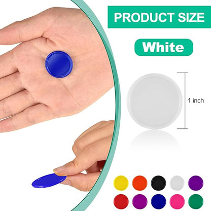 Coopay 1000 Pieces 1 Inch Bingo Chips Bulk, Bingo Markers for Math Practice, Plastic Learning Counters Disks Counting Discs and Poker Chips Game Tokens Kids Reward (White)