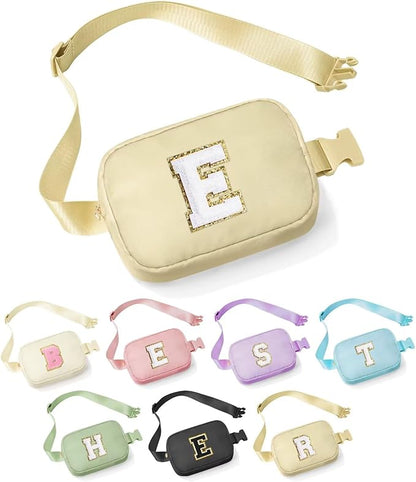 YOOLIFE Personalized Gifts for Women - Cross Body Bag for Woman, Initial Belt Bag Khaki Fanny Pack Crossbody Bags for Women Travel Gifts for Women E