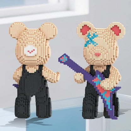 HOOLEDAY Animal Guitar Bear Micro Building Blocks for Adults (3150 Pieces), Bear Bricks Set Creative Home & Office Decor, Gift for Adults & Boys & Girls