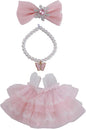 17cm Doll Clothes Set 3-Piece Doll Clothing Set with Pink Dress Necklace and Butterfly Decor Accessories for 17cm Plush Dolls, Clothes Only, No Doll Included
