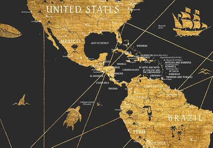 artgeist Pinboard World Map 35x24 in - Cork Board & Canvas Print Wall Art 1 pcs Memoboard with 50 Pins Noticeboard Message Board Image Picture Home Decor Travel Map Map of The World k-A-0490-p-a