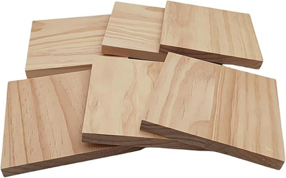 6PCS Unfinished Wood Square Blocks for Crafts, 6x6x0.6in Blank Wooden Squares Pine Wood Boards for Wood Carving,DIY Wood Coasters,Painting & Burning