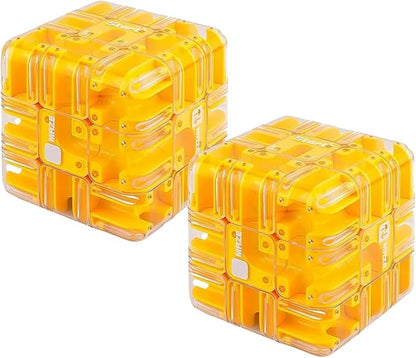 2pcs Large Labyrinth 3D Puzzle Maze Cube,Engaging Brain Teaser Toy,3D Magic Cube Maze Ball Puzzle for Stress Relief & Logic Development (Yellow)