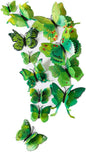 Mixed of 12PCS 3D Pink Butterfly Wall Stickers Decor Art Decorations¡­ (Green)