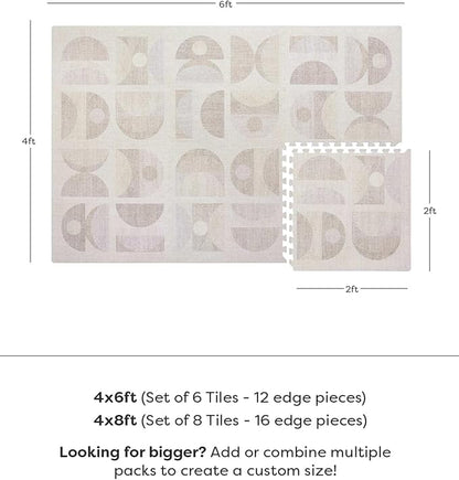 House of Noa Baby Play Mat – 4x6 Sandstone Luna – Set of 6 Tiles – Cushioned EVA Foam Play Mat for Floor, Soft Interlocking Baby Crawling Mats for Hard Floors