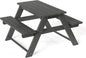 Costaelm Kids Picnic Table, HDPE All Weather Outdoor Toddler Picnic Table and Chair Set Kids Bench for Patio, Backyard, Garden, Lawn, Gray