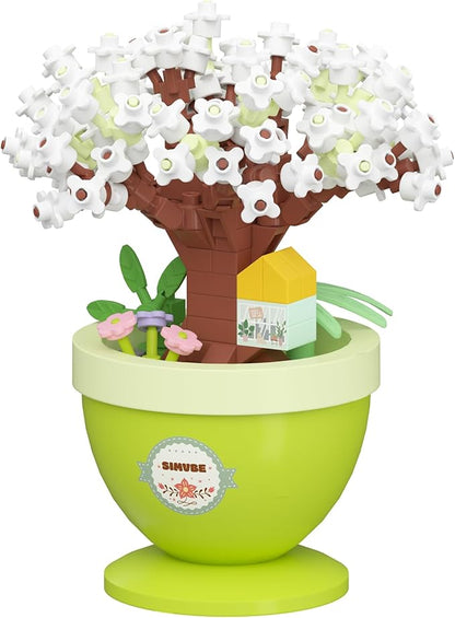 Pear Moon Mini Bonsai Tree Micro Building Set Building Toy Plant Cherry Tree Flower Collection Decor for Home Desk Greenery Decoration Building Blocks DIY Creative Gifts