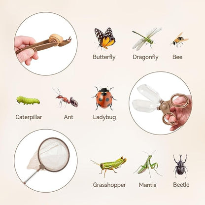 Bug Catcher Kit for Kids Explorer Kit, 10PCS Outdoor Bug Catching Kit with Magnifying Glass & Net, Adventure Set for Backyard & Camping, Fun Gift for Girls Boys