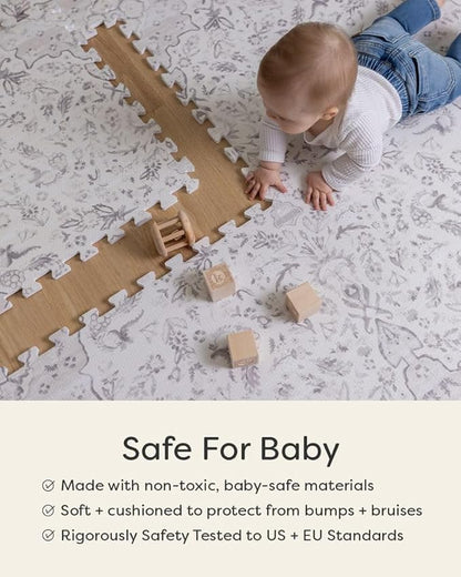 House of Noa Baby Play Mat – 4x6 Linen Gemma – Set of 6 Tiles – Cushioned EVA Foam Play Mat for Floor, Soft Interlocking Baby Crawling Mats for Hard Floors
