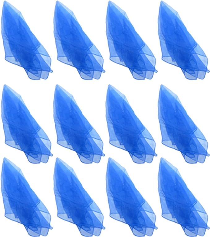 Hoerev Pack of 12 Approx. 24" x 24" Juggling Dancing Scarves Floaty Scarves,Single Colors, 12pcs Blue