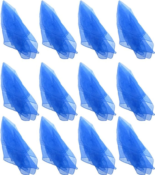 Hoerev Pack of 12 Approx. 24" x 24" Juggling Dancing Scarves Floaty Scarves,Single Colors, 12pcs Blue