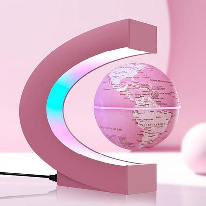 Magnetic Levitating Floating Globe Multi-color Changing Self-rotating with LED Lights, Desktop Decorative Globe, Cool Tech Gifts for Ladies/Mothers/Wives/Girlfriends/ (Pink)